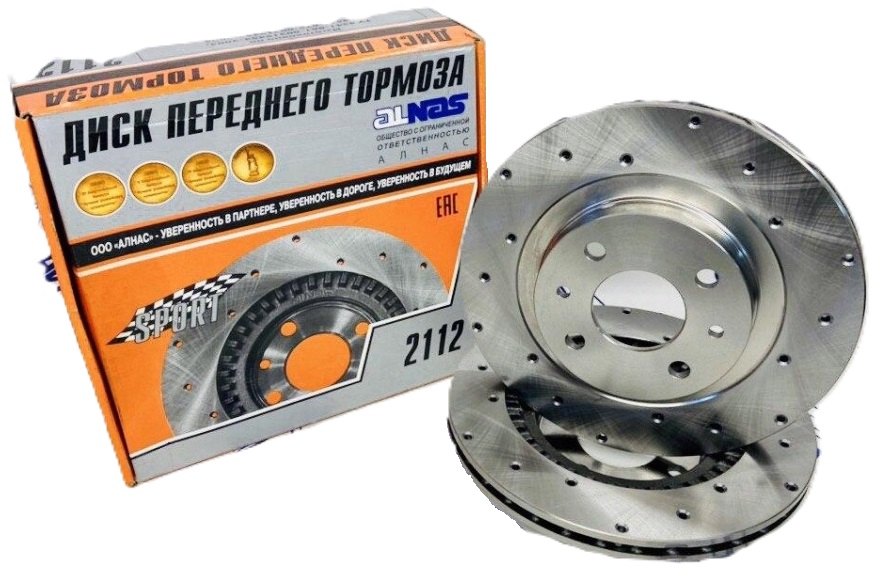 Диски тормозные 2112 ALNAS СПОРТ чёрные 14" вентиляция с перфорацией 