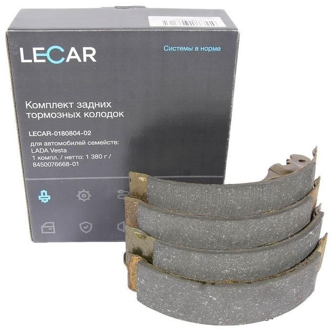 Колодки тормозные задние Веста 2180 барабанные LECAR 