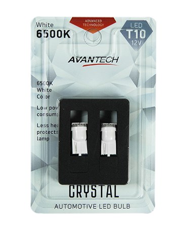 Лампа Avantech T10(W5W) LED CRYSTAL 6500K , комплект 2 шт 