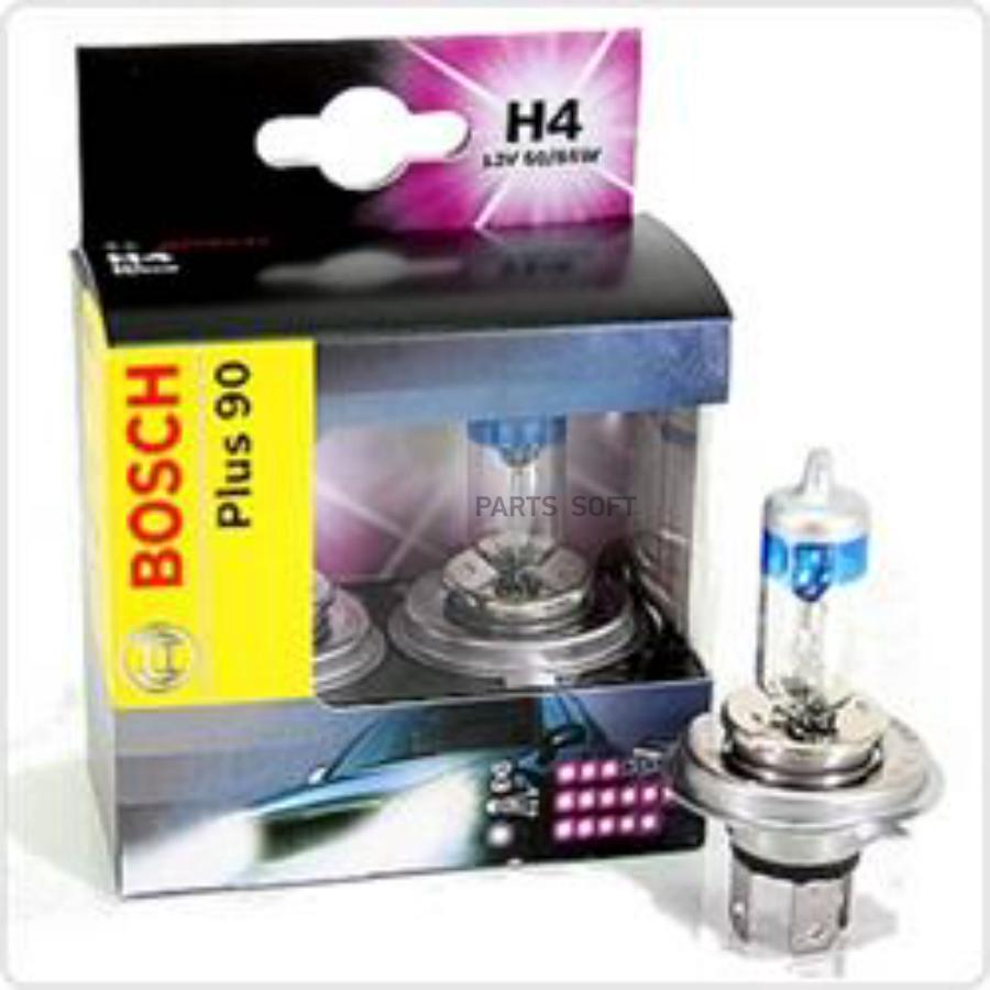 Лампа BOSCH H4 12V 60/55W+90% P43t (2шт) 
