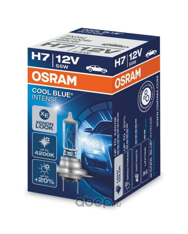 Лампа OSRAM H7 60W PX26d CoolBlue+20% ксенон эффект 4200К
