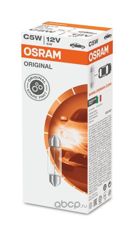Лампа OSRAM С5W/12V 2-х цокольн. 35 мм. салон 